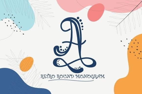 Retro Round Monogram for Web Design Projects